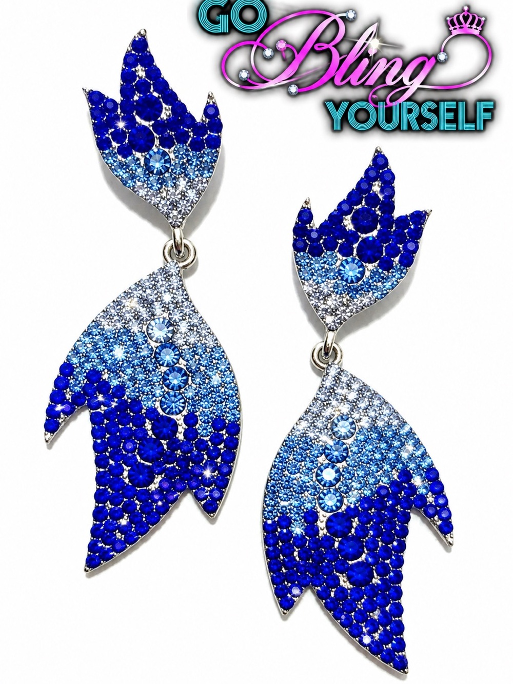 Custom Sapphire Ombre Crystal Drop Earrings
